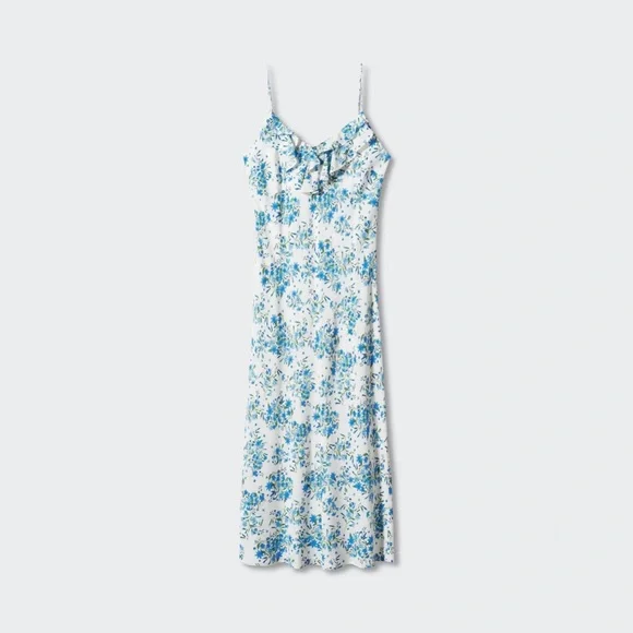 knee length dresses for ladies Yellow Sleeveless Floral Micro Ruffle Trapeze Midi Dress